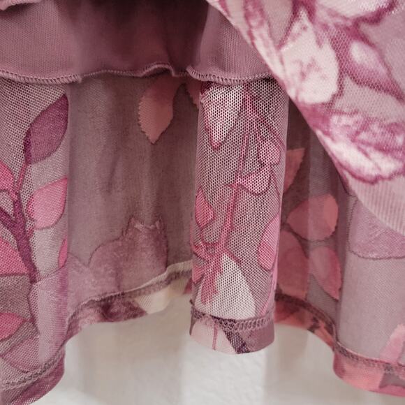 Enfocus Studio Floral Midi Dress Womens 12 Pink Floral Chiffon Romantic Ballet - Picture 8 of 12